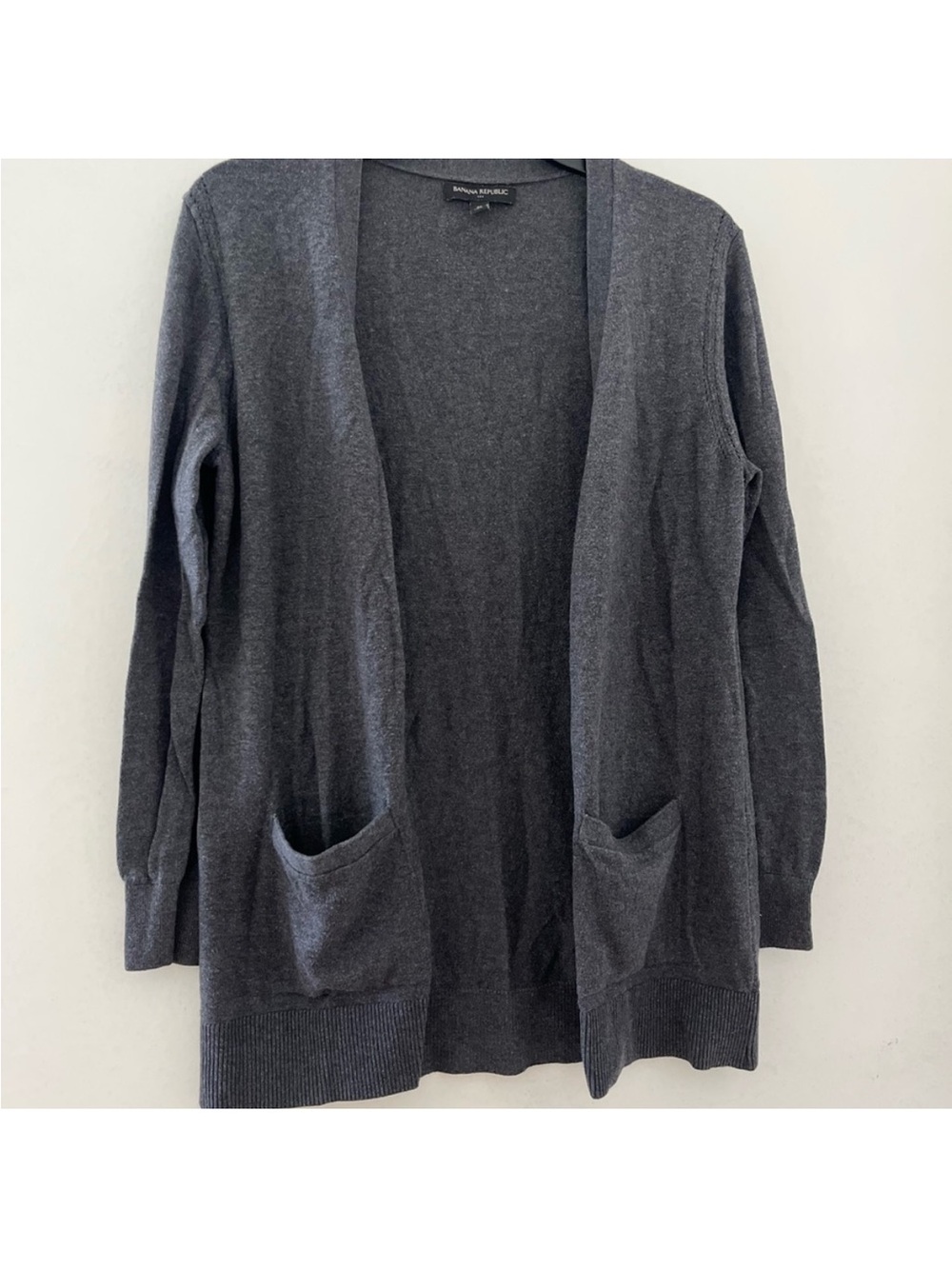 Banana Republic Charcoal Open-Front Pocket Cardigan Sweater